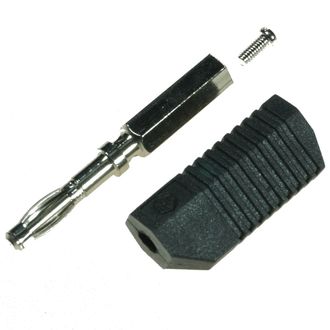 BANANA PLUG IEC 4mm 3 WAY BLACK STACKABLE