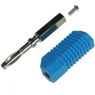 BANANA PLUG IEC 4mm 3 WAY BLUE STACKABLE