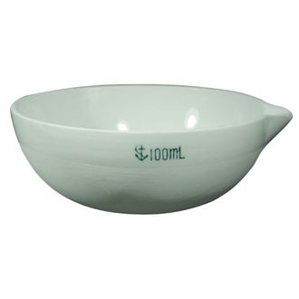 BASIN/DISH PORCELAIN ROUND BOTTOM W/SPOUT 100ML