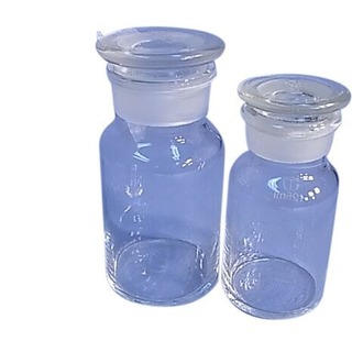 BOTTLE REAGENT CLEAR GLASS 125ml WIDE MOUTH & GLASS STOPPER