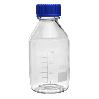 BOTTLE REAGENT GLASS GRADUATED WITH BLUE SCREW CAP 500ml