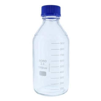 BOTTLE REAGENT GLASS GRADUATED WITH BLUE SCREW CAP 1000ml
