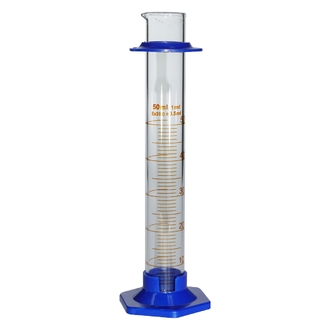CYLINDER GRADUATED BOROSILICATE GLASS 50ml WITH PLASTIC FOOT