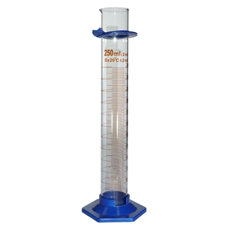 CYLINDER GRADUATED BOROSILICATE GLASS 250ml WITH PLASTIC FOOT