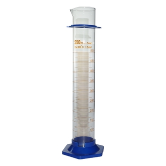 CYLINDER GRADUATED BOROSILICATE GLASS 500ml WITH PLASTIC FOOT