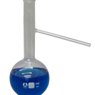 FLASK DISTILLING GLASS 500ml WITH SIDE TUBE