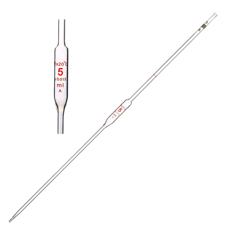 PIPETTE VOLUMETRIC A CLASS WITH BROWN GRADS 5ml