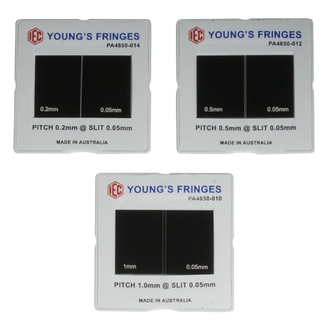 YOUNG'S FRINGES SET / 3x DOUBLE SLIT 1.0 0.5 0.2 PITCH<p hidden>YOUNGS</p>