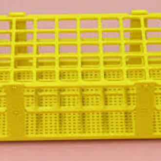 RACK TEST TUBE POLYPROPYLENE 60x16mm TUBES 5x12 ROWS YELLOW