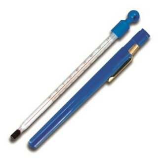 THERMOMETER POCKET 155mm RED SPIRIT -30/50 DEG C BLUE PLASTIC CASE