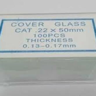 SLIDE MICROSCOPE COVERSLIP 22x50mm 0.13-0.17 PACK 100