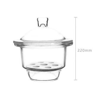 DESICCATOR PLAIN GLASS WITH KNOB & PLATE 150mm d