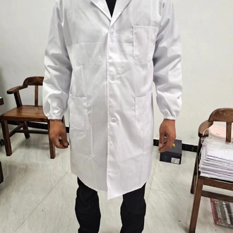 LAB COAT ELASTIC CUFF THREE POCKET WHITE SMALL