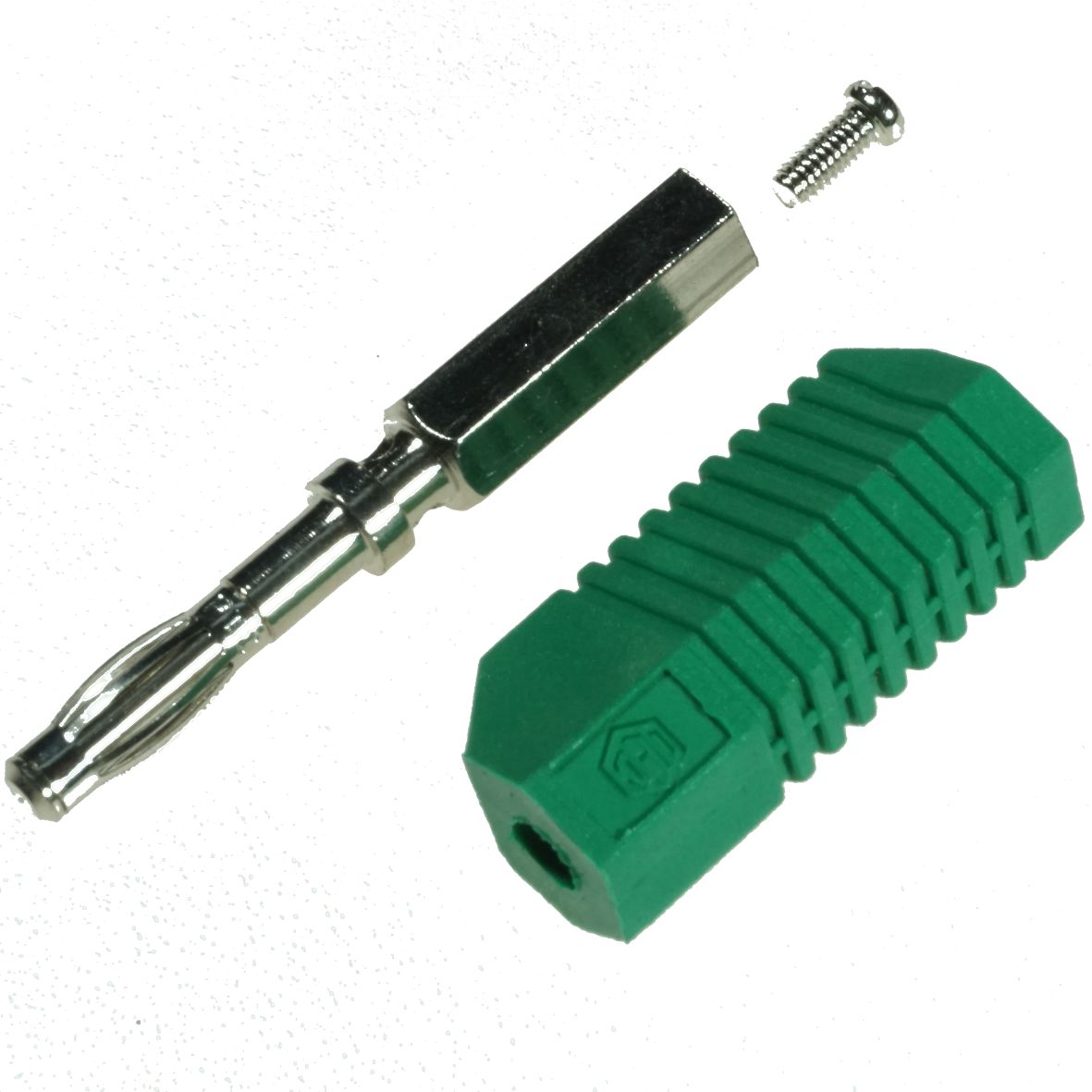BANANA PLUG IEC 4mm 3 WAY GREEN STACKABLE