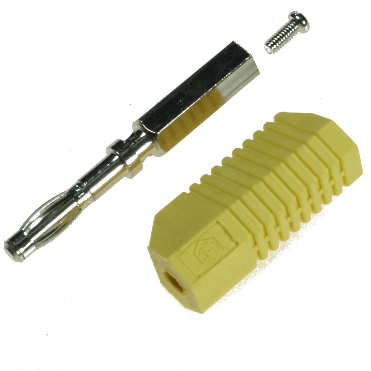 BANANA PLUG IEC 4mm 3 WAY YELLOW STACKABLE