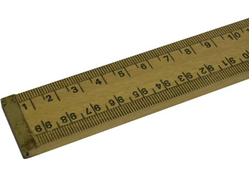 RULER WOOD 1 METRE HORIZONTAL SCALE BRASS TIPPED
