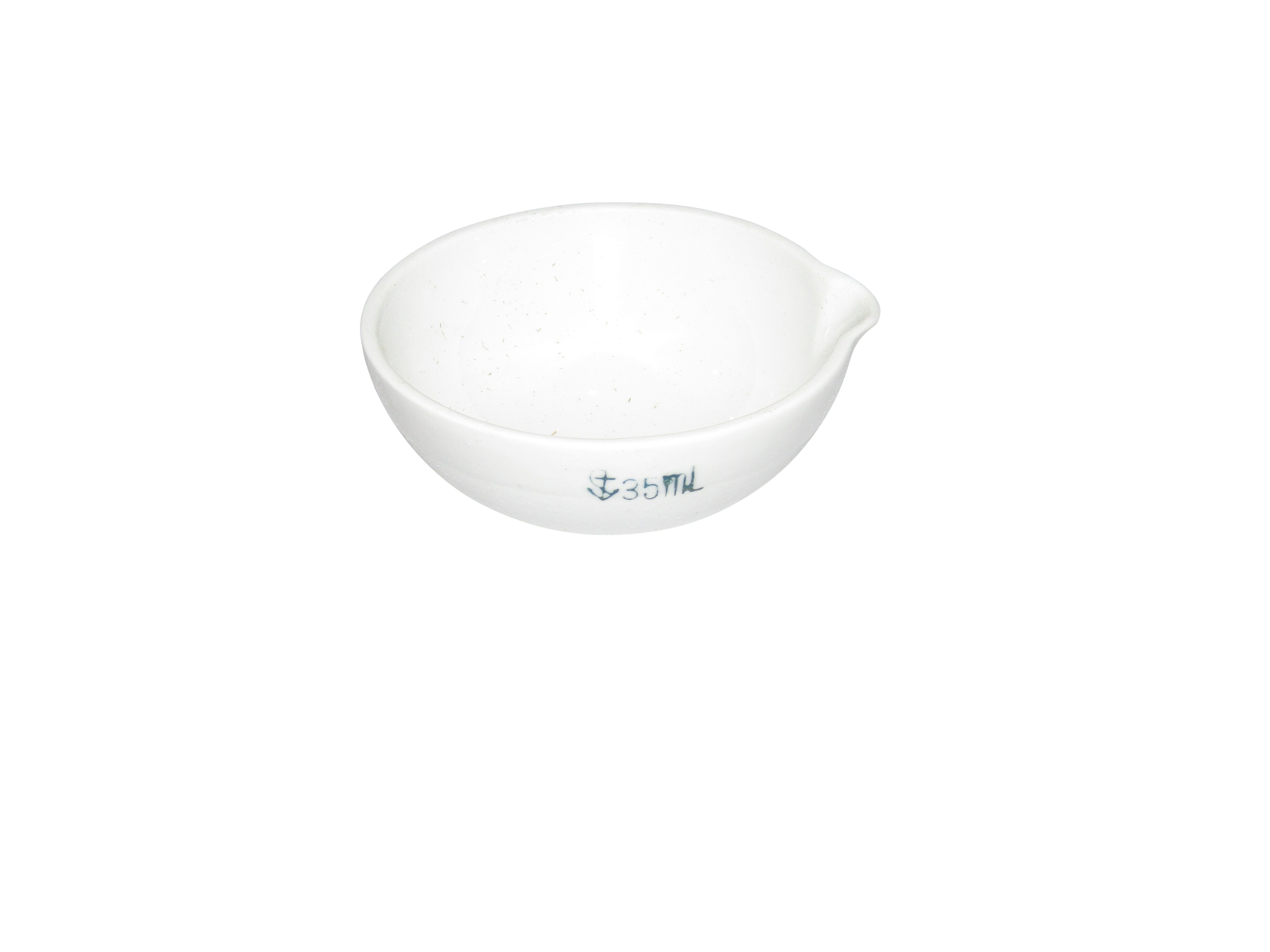 BASIN/DISH PORCELAIN ROUND BOTTOM W/SPOUT 35ML