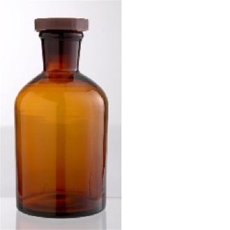BOTTLE REAGENT AMBER GLASS 30ml NARROW MOUTH & POLYSTOPPER