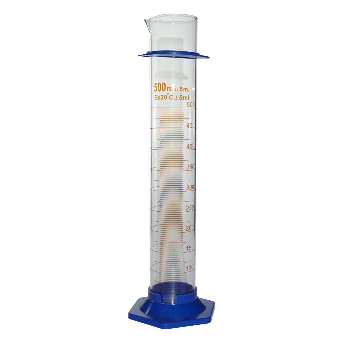 CYLINDER GRADUATED BOROSILICATE GLASS 500ml WITH PLASTIC FOOT