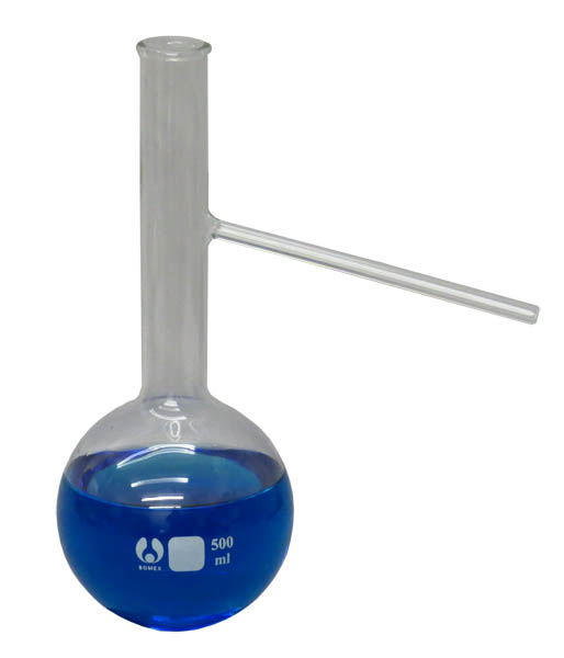 FLASK DISTILLING GLASS 500ml WITH SIDE TUBE