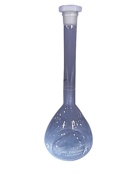 FLASK VOLUMETRIC GLASS 500ml WITH POLYSTOPPER