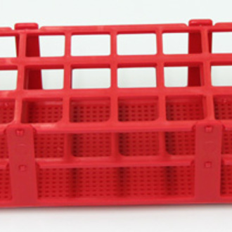RACK TEST TUBE POLYPROPYLENE 24x25mm TUBES 3x8 ROWS RED