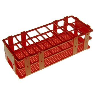 RACK TEST TUBE POLYPROPYLENE 21x30mm TUBES 3x7 ROWS RED