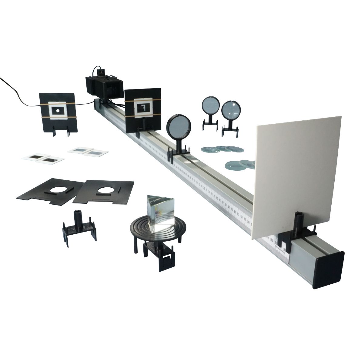 OPTICAL BENCH & KIT 'HODSON' 6xLENS C/W L/BOX