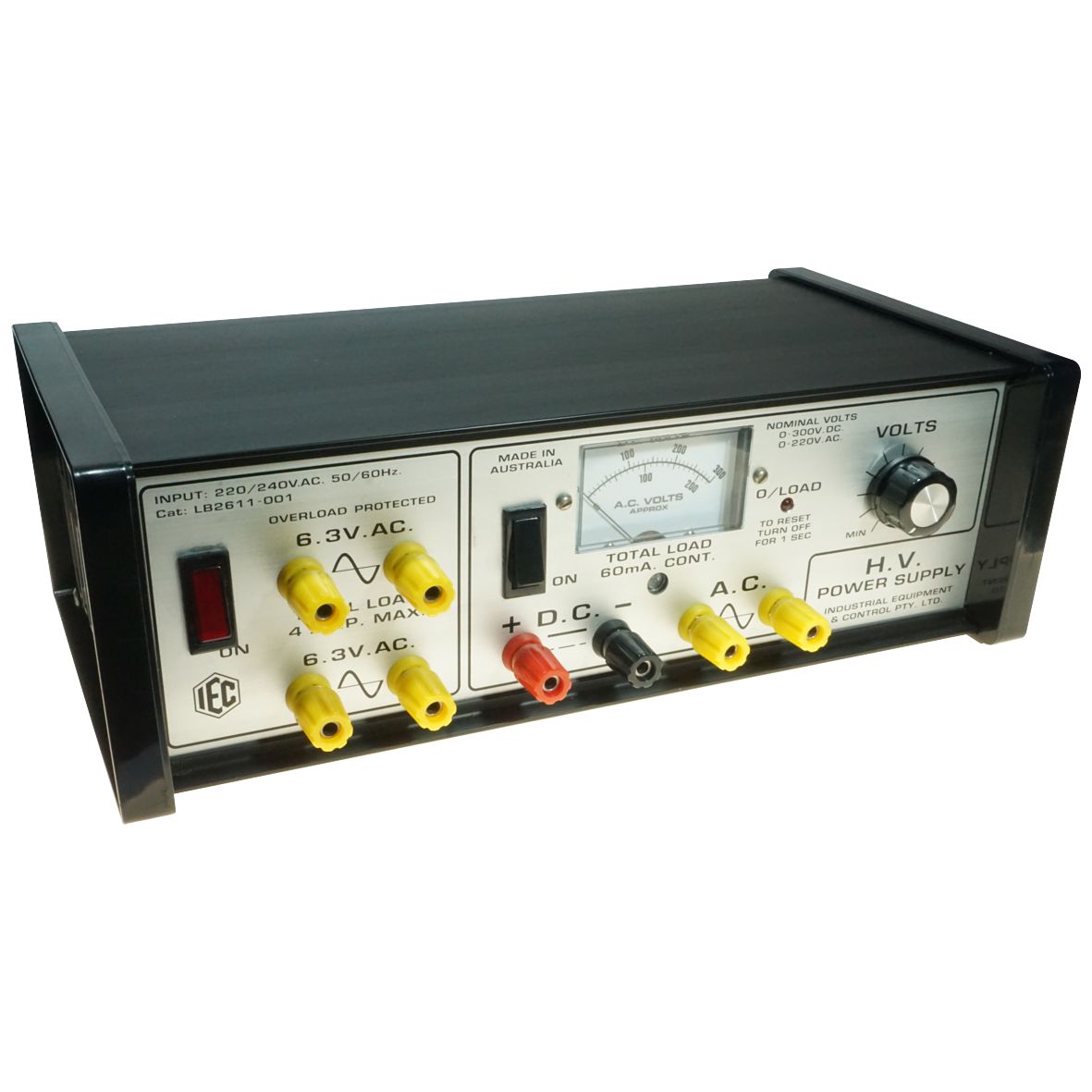 POWER SUPPLY VAR HIGH VOLT 0-300V.DC/50mA METER 2 x 6.3V
